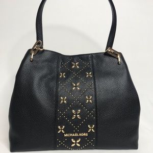 Large Michael Kors Leighton Black Leather Tote